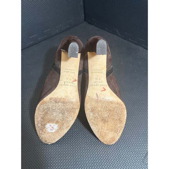 Kate Spade Suede‎ Ankle Boots Booties Heeled Brown Womens Designer Size 7.5B - Picture 5 of 7